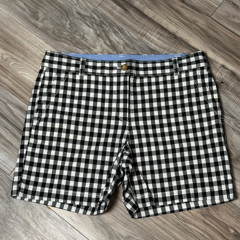 Talbots The Weekend Chino Shorts Black White Gingham Check Petite Size 8P